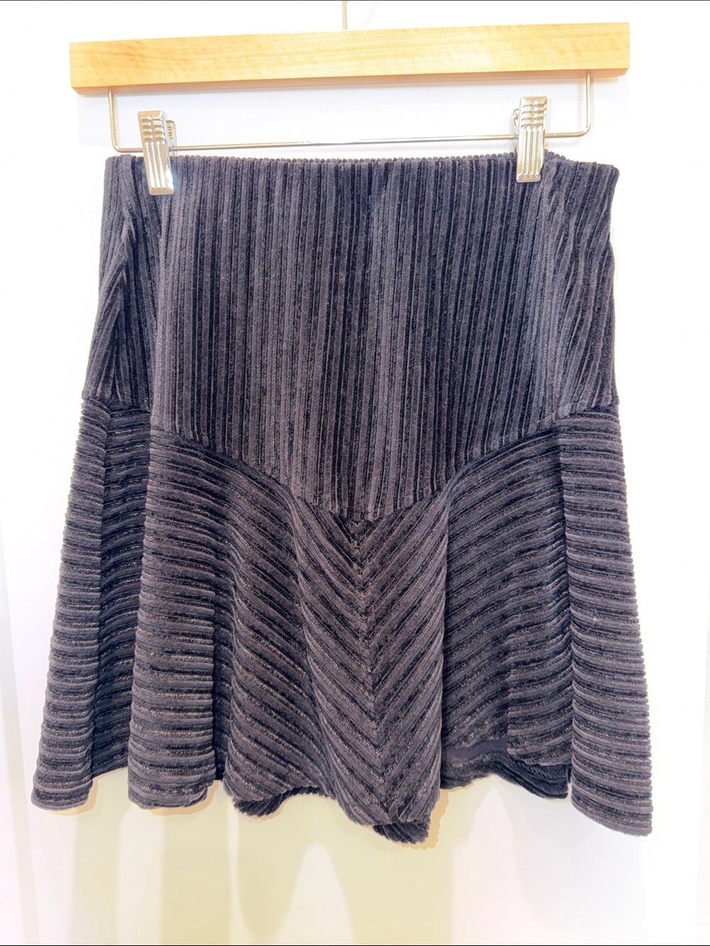 Free People Black Ribbed Circle Mini Skirt